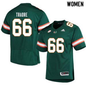 Women Ousman Traore Green University of Miami College Football #66 Jersey 638569-287