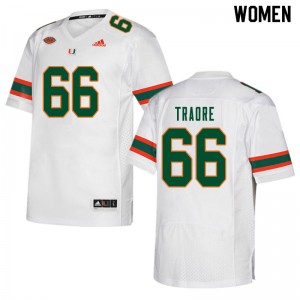 Women Ousman Traore White University of Miami College Football #66 Jersey 276296-534