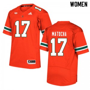 Women Peyton Matocha Orange Hurricanes College Football #17 Jersey 320383-107