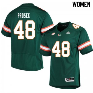 Women Robert Prosek Green University of Miami College Football #48 Jersey 265705-768