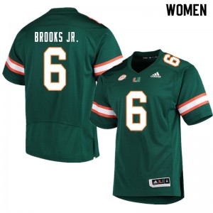 Women Sam Brooks Jr. Green Miami College Football #6 Jersey 514018-360