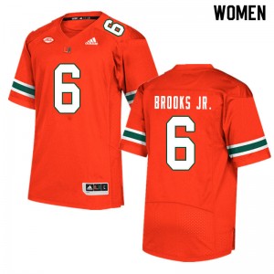 Women Sam Brooks Jr. Orange Hurricanes College Football #6 Jersey 477241-643