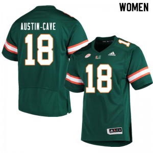 Women Tirek Austin-Cave Green Miami College Football #18 Jersey 785765-991