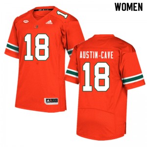 Women Tirek Austin-Cave Orange Miami Hurricanes College Football #18 Jersey 686345-897