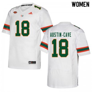Women Tirek Austin-Cave White Miami College Football #18 Jersey 221317-231