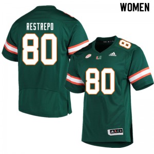 Women Xavier Restrepo Green Miami College Football #80 Jersey 702236-963