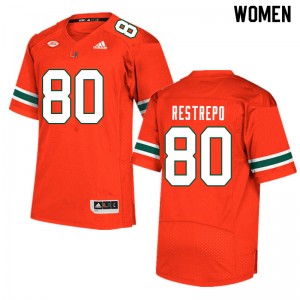 Women Xavier Restrepo Orange University of Miami College Football #80 Jersey 675674-993