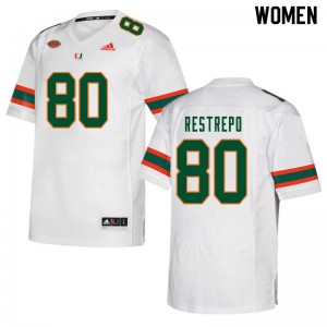 Women Xavier Restrepo White Miami College Football #80 Jersey 524781-414