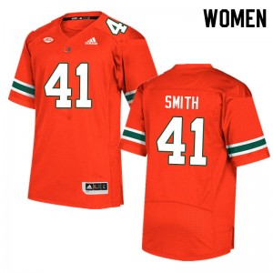 Women Chase Smith Orange Miami Hurricanes College Football #41 Jersey 215735-633