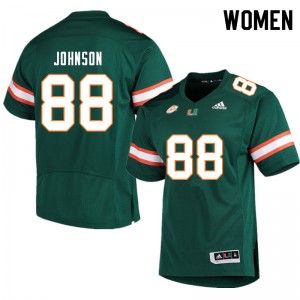 Women Dante Johnson Green Miami Hurricanes College Football #88 Jersey 918219-418