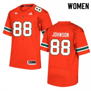Women Dante Johnson Orange Miami College Football #88 Jersey 566073-421