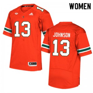 Women Deandre Johnson Orange University of Miami College Football #13 Jersey 869321-300