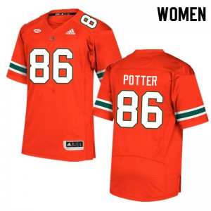 Women Fred Potter Orange University of Miami College Football #86 Jersey 137568-768