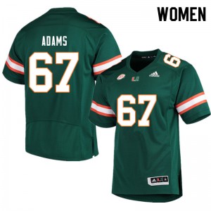 Women Gavin Adams Green Miami College Football #67 Jersey 688601-696