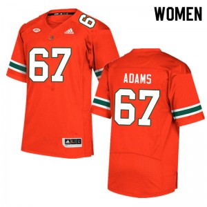 Women Gavin Adams Orange Miami College Football #67 Jersey 963481-304