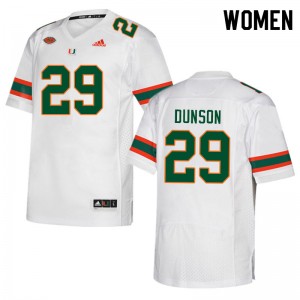 Women Isaiah Dunson White University of Miami College Football #29 Jersey 512331-927