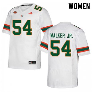 Women Issiah Walker Jr. White Hurricanes College Football #54 Jersey 919562-739