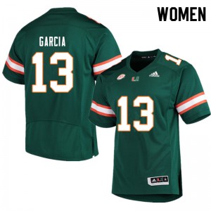 Women Jake Garcia Green Miami College Football #13 Jersey 536040-614