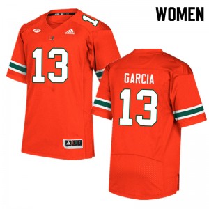 Women Jake Garcia Orange Miami College Football #13 Jersey 835460-871