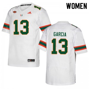 Women Jake Garcia White Miami Hurricanes College Football #13 Jersey 638356-574