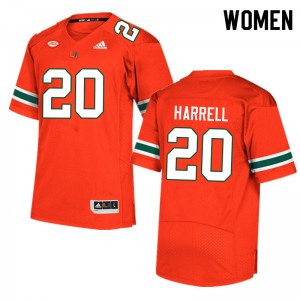 Women Jalen Harrell Orange Miami Hurricanes College Football #20 Jersey 155838-458