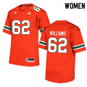 Women Jarrid Williams Orange Hurricanes College Football #62 Jersey 353224-167