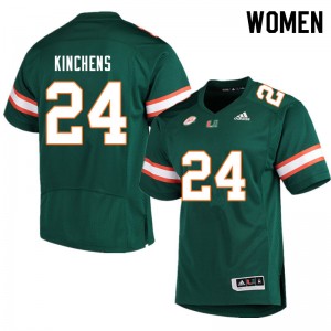 Women Kamren Kinchens Green University of Miami College Football #24 Jersey 653520-359