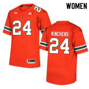 Women Kamren Kinchens Orange Hurricanes College Football #24 Jersey 635050-477