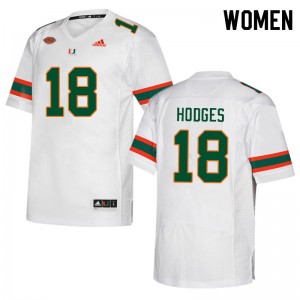 Women Larry Hodges White Hurricanes College Football #18 Jersey 440802-762