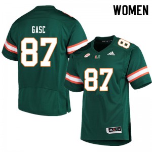 Women Matias Gasc Green Miami Hurricanes College Football #87 Jersey 700561-875