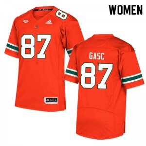 Women Matias Gasc Orange Hurricanes College Football #87 Jersey 340471-538