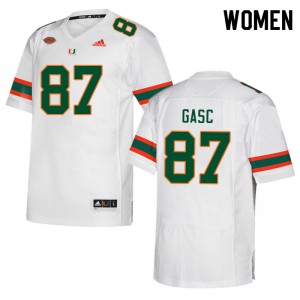 Women Matias Gasc White University of Miami College Football #87 Jersey 275524-144