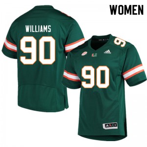 Women Quentin Williams Green Miami Hurricanes College Football #90 Jersey 209917-883