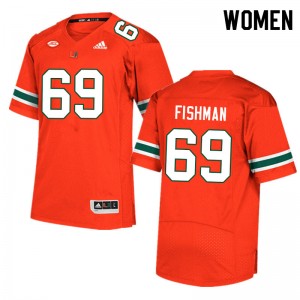 Women Sam Fishman Orange Miami College Football #69 Jersey 171418-920