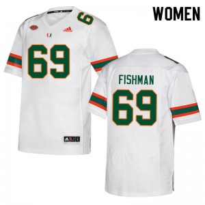 Women Sam Fishman White Miami College Football #69 Jersey 338639-801