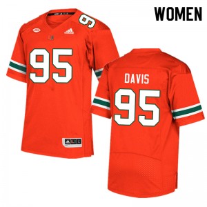Women Thomas Davis Orange Miami College Football #95 Jersey 341681-650