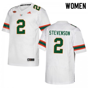 Women Tyrique Stevenson White Hurricanes College Football #2 Jersey 602676-246