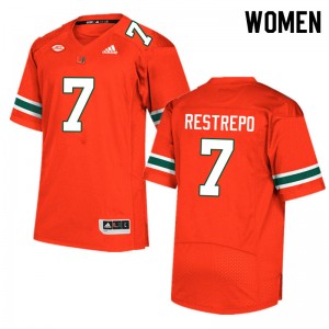 Women Xavier Restrepo Orange Miami College Football #7 Jersey 893271-662