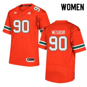 Women Akheem Mesidor Orange Hurricanes College Football #90 Jersey 467795-319