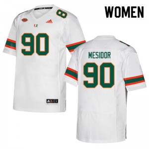 Women Akheem Mesidor White University of Miami College Football #90 Jersey 822194-532