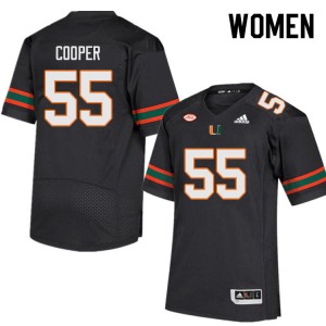 Women Anez Cooper Black University of Miami College Football #55 Jersey 710854-994