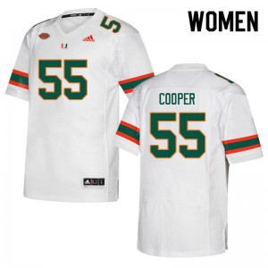 Women Anez Cooper White Miami College Football #55 Jersey 326107-635