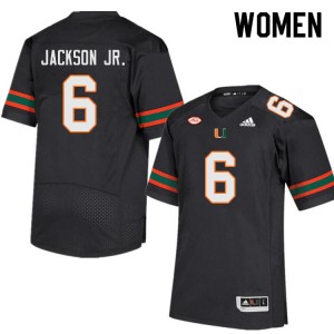 Women Darrell Jackson Jr. Black Miami College Football #6 Jersey 179441-447