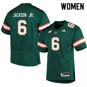 Women Darrell Jackson Jr. Green University of Miami College Football #6 Jersey 168063-169