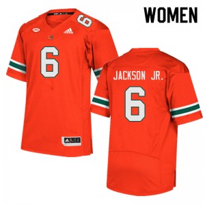 Women Darrell Jackson Jr. Orange Miami College Football #6 Jersey 340112-115