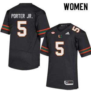 Women Daryl Porter Jr. Black Miami College Football #5 Jersey 210965-249