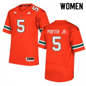 Women Daryl Porter Jr. Orange Hurricanes College Football #5 Jersey 852464-645