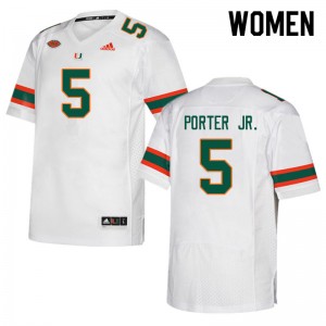 Women Daryl Porter Jr. White Hurricanes College Football #5 Jersey 899583-382