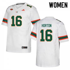 Women Isaiah Horton White Miami College Football #16 Jersey 912822-366