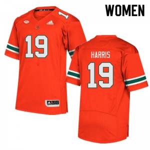 Women Jaden Harris Orange Miami Hurricanes College Football #19 Jersey 383170-783